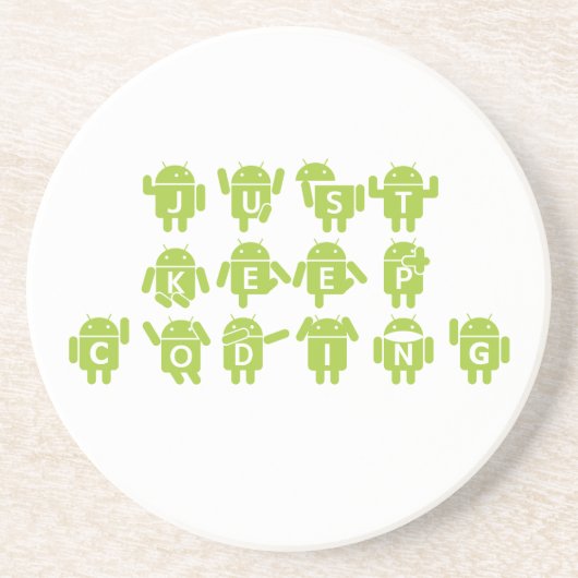 Hou gewoon de codering (Android Bug Droid Grey Bck Zandsteen Onderzetter (Voorkant)