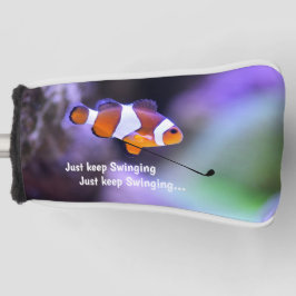 Hou gewoon door met het zwoegen van visgolfer golfheadcover