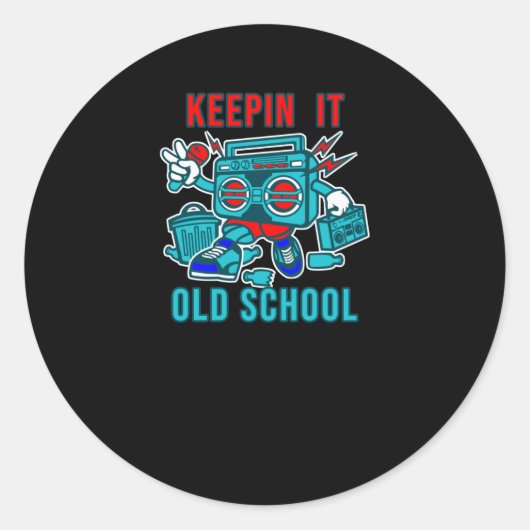 Hou het op Old School Ronde Sticker (Voorkant)