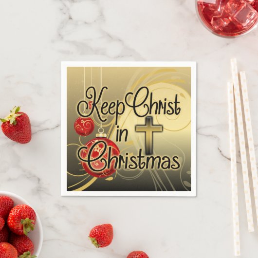 Hou je Christus vol Kerstmis, goud/rood Christelij Servetten (Insitu)