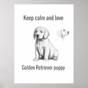 Hou je kalm en hou van Golden Retriever puppy pupp Poster