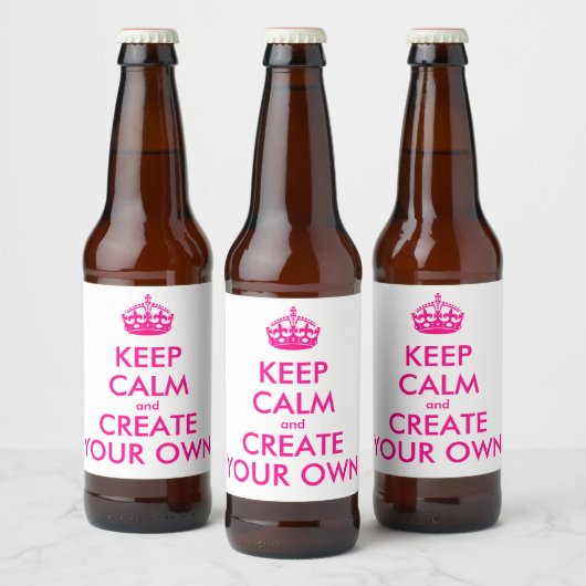 Hou je rustig en creëer je eigen — Roze Bier Etiket (Flessen)