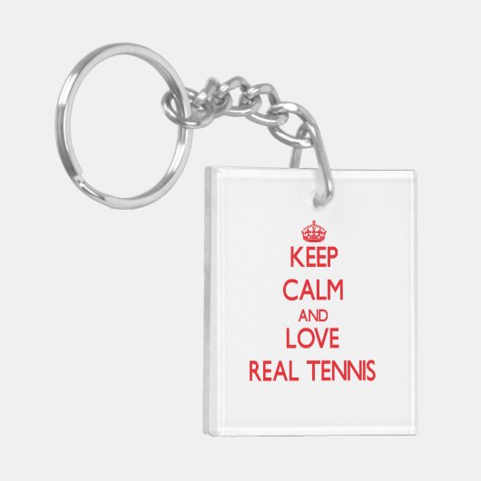Hou je rustig en hou van Real Tennis Sleutelhanger (Voorkant Links)