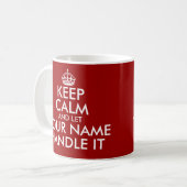 Hou je rustig en laat het met koffiebogen omgaan koffiemok (Voorkant links)