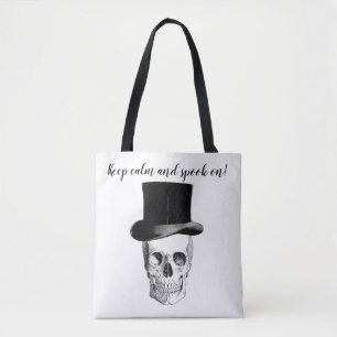 Hou je rustig en spaak door! schedel canvas tas