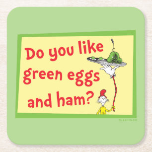 Hou je van groene eieren met ham? vierkante kartonnen onderzetter