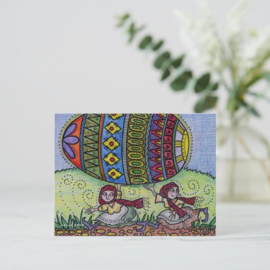Hou je vast aan je Pysanka Oekraïense Folk Art Briefkaart (Staand voorkant)