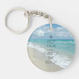 Hou kalm en denk aan de strand sleutelhanger