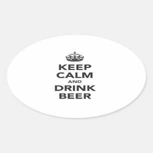 Hou kalm en Drink in de zin Ovale Sticker