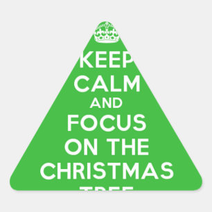 Hou kalm en focus op de kerstboom, grappig driehoek sticker