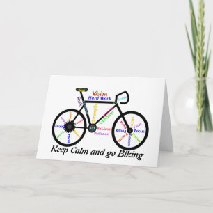 Hou kalm en ga fietsen, met Motivatie woorden Kaart