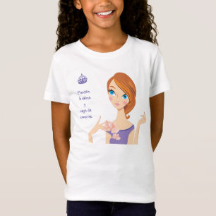 Hou kalm en ga winkelen Paarse Cartoon meisje T-shirt