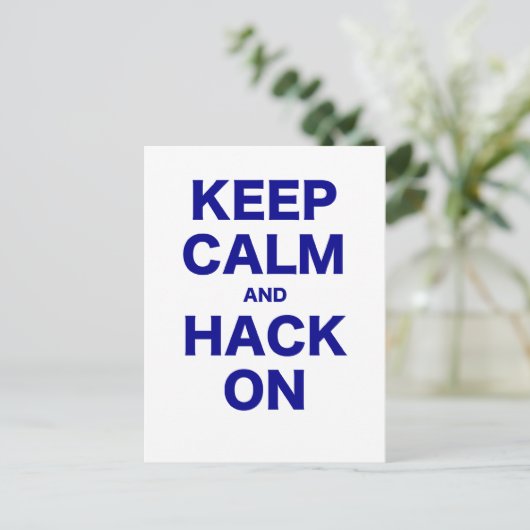 Hou kalm en hack aan briefkaart (Staand voorkant)