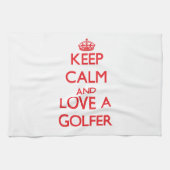 Hou kalm en hou van een Golfer Theedoek (Horizontaal)