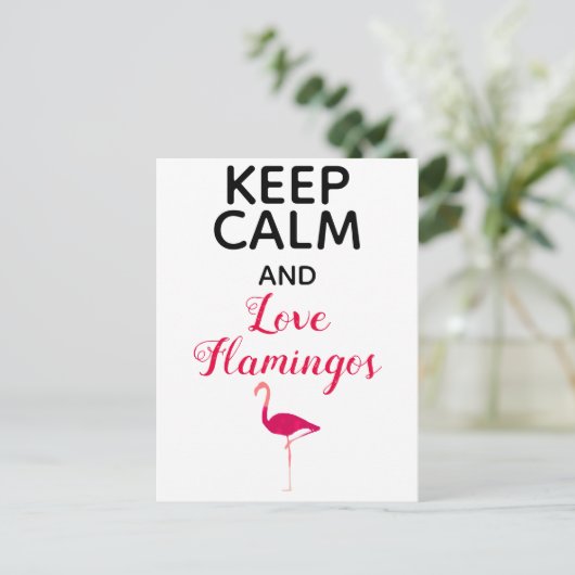 Hou kalm en hou van Flamingos Cute en Funny Briefkaart (Staand voorkant)