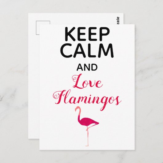 Hou kalm en hou van Flamingos Cute en Funny Briefkaart (Voorkant / Achterkant)