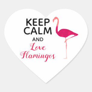 Hou kalm en hou van Flamingos Cute en Funny Hart Sticker