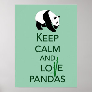 Hou kalm en hou van Pandas Fine Art afdrukken in g Poster
