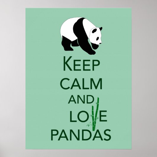 Hou kalm en hou van Pandas Fine Art afdrukken in g Poster (Voorkant)
