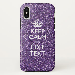 Hou kalm en Jouw tekst op stijlvol Paars iPhone XS Hoesje
