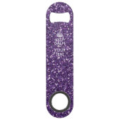 Hou kalm en Jouw tekst op stijlvol Paars Speed Flessenopener (Voorkant)