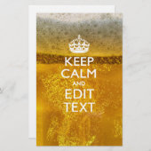 Hou kalm en Jouw tekst voor wat koude bier Briefpapier (Voorkant / Achterkant)