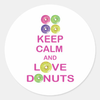 Hou kalm en liefdesdonuts unieke donutjes van de d ronde sticker