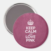 Hou kalm- en liefdesroze, roze leder, kroon magneet (Voorkant / Achterkant)