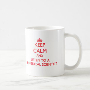 Hou kalm en luister naar een biogeneeskundige wete koffiemok