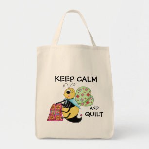 Hou kalm en Quilt Whimsy Honey Bee Art Tote Bag