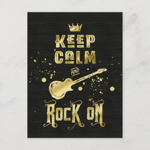Hou kalm en rock op Electric Guitar Typografie Briefkaart