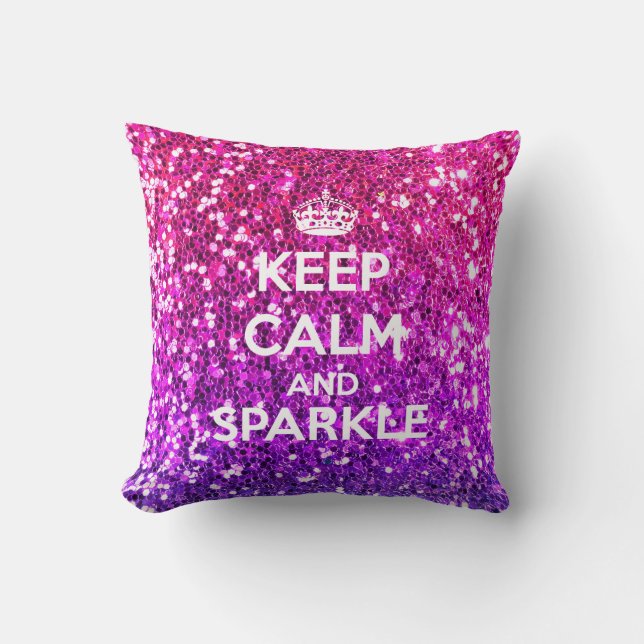 Hou kalm en sparkle Glitter looklike Rainbow Kussen (Voorkant)