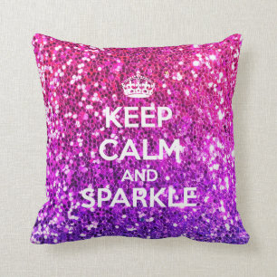 Hou kalm en sparkle Glitter looklike Rainbow Kussen