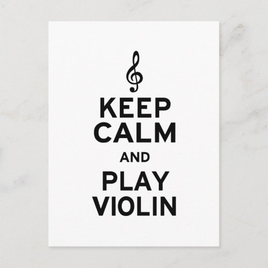 Hou kalm en speel viool briefkaart (Voorkant)