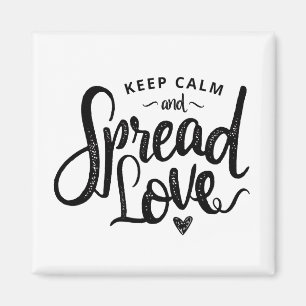 Hou kalm en verspreid liefdeshandgetekende typogra magneet