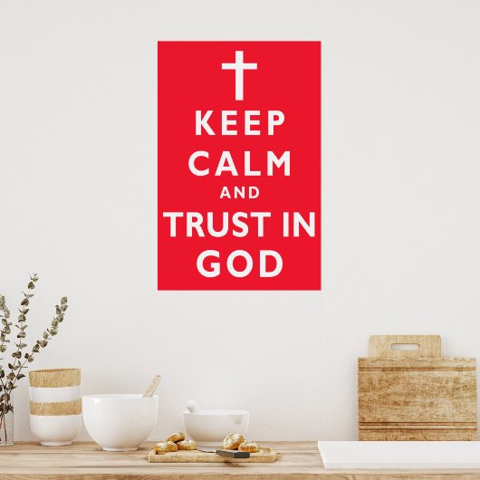 Hou kalm en vertrouw God Poster, kies uw KLEUR Poster (Keuken)