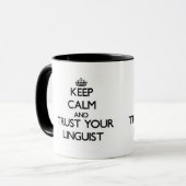 Hou kalm en vertrouw op je liinguïst mok (Voorkant links)