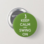 Hou kalm en zwaai op groene Pinback Button (Voorkant /achterkant)