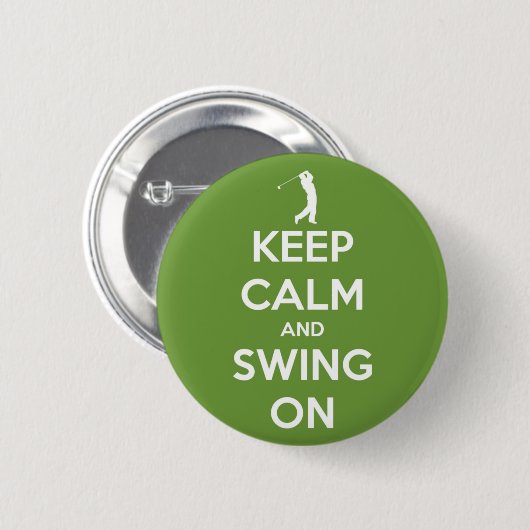 Hou kalm en zwaai op groene Pinback Button (Voorkant /achterkant)