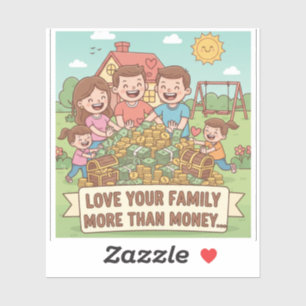 Hou meer van je familie dan van geld sticker