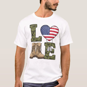 Hou Ons Veteranen Amerikaanse Vlag Hart Militaire T-shirt