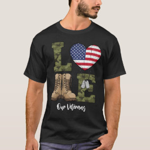 Hou Ons Veteranen Amerikaanse Vlag Hart Militaire T-shirt