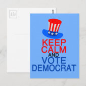 Hou rustig en stem-democraat briefkaart (Voorkant / Achterkant)