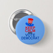 Hou rustig en stem-democraat ronde button 5,7 cm (Voorkant /achterkant)