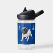 Hou van de Pug Blue Custom Name Waterfles (Links)