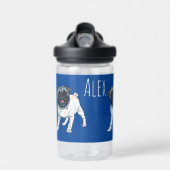Hou van de Pug Blue Custom Name Waterfles (Voorkant)