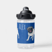 Hou van de Pug Blue Custom Name Waterfles (Achterkant)