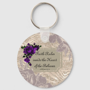 Hou van deze Gold Floral Key keten... Faith Sleutelhanger