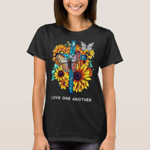 Hou van elkaar Cross Zonnebloemen Vlinders Chris T-shirt