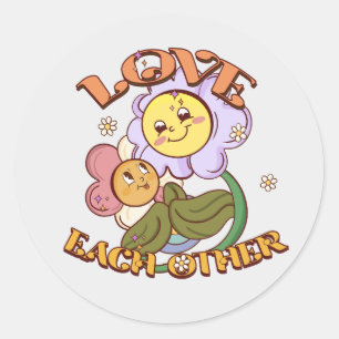 Hou van elkaar Whimsical Floral Design Ronde Sticker